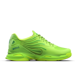 Bright green athletic shoe on a white background